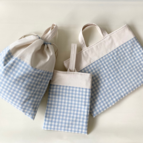 入園入学3点セット(ブラックチェック) 入園入学3点セット チェックのレッスンバッグ・シューズケース・巾着