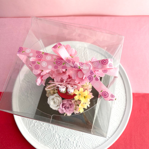 ひな祭り♪ 桃の節句 〜うさぎ雛の手のひらサイズキュートな桃の花