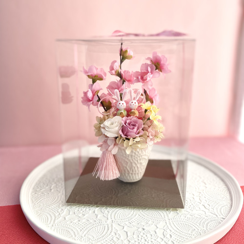 ひな祭り♪ 桃の節句 〜うさぎ雛の手のひらサイズキュートな桃の花