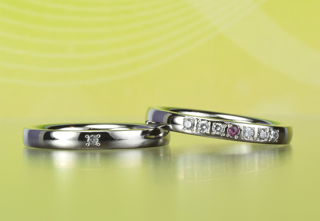 【金属アレルギー対応】オリジナル結婚指輪チタン製【素心７】7つ星　　MG-016