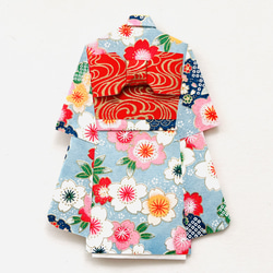 着物のポチ袋510 水色　桜 4枚目の画像