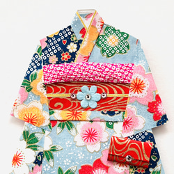 着物のポチ袋510 水色　桜 2枚目の画像