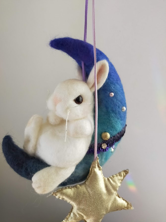 宇宙 地球 うさぎ 飾り クリスマス 羊毛フェルト オーナメント