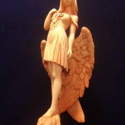 木彫刻 アート 『 静謐の天使 』　木彫刻 アート　芸術 アート 女性 ハンドメイド  手彫り　エンジェル 彫刻 14枚目の画像