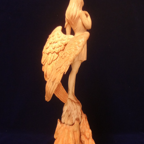 木彫りアート「ワイルド マスタング」* 新品・未使用・美品 * 木彫刻 アート 『 静謐の天使 』 木彫刻 アート 芸術 アート 女性