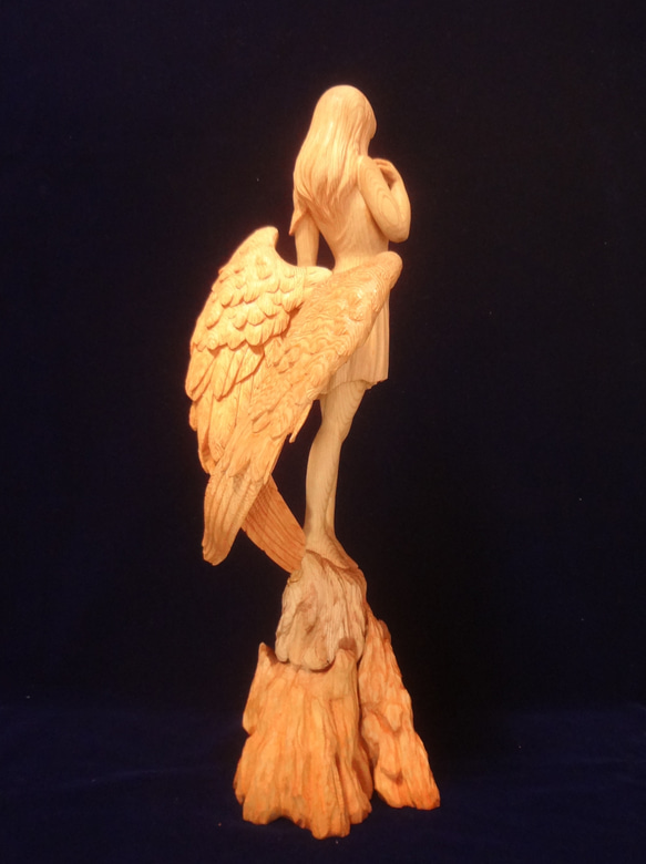 木彫刻 アート 『 静謐の天使 』　木彫刻 アート　芸術 アート 女性 ハンドメイド  手彫り　エンジェル 彫刻 13枚目の画像