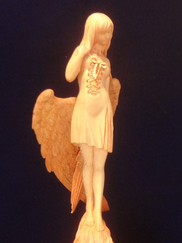 木彫刻 アート 『 静謐の天使 』　木彫刻 アート　芸術 アート 女性 ハンドメイド  手彫り　エンジェル 彫刻 17枚目の画像