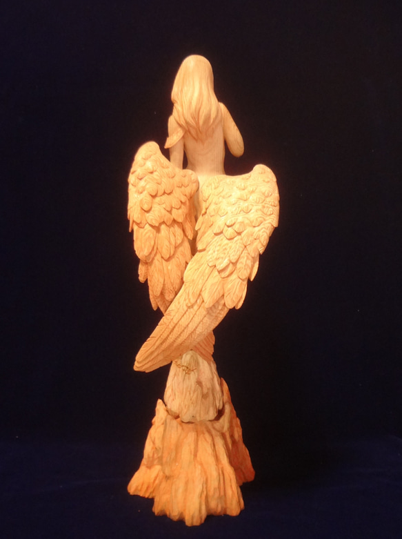 木彫刻 アート 『 静謐の天使 』　木彫刻 アート　芸術 アート 女性 ハンドメイド  手彫り　エンジェル 彫刻 12枚目の画像