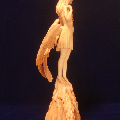 木彫刻 アート 『 静謐の天使 』 木彫刻 アート 芸術 アート 女性
