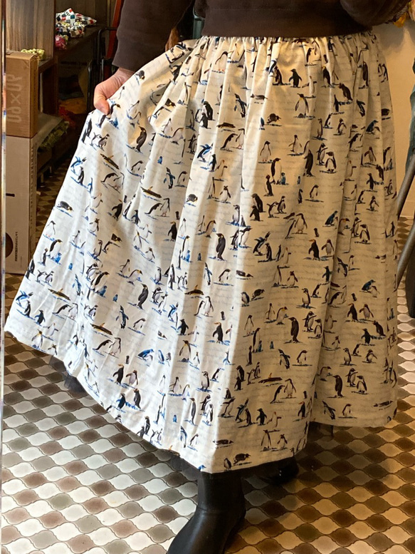 ペンギンスカート 一点限り ふんわりスカート 大人スカート