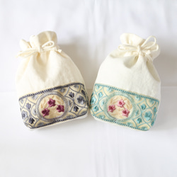 インド刺繍リボン　巾着 インド刺繍リボン 巾着バッグ 巾着バッグ ekopeto 通販 17812003
