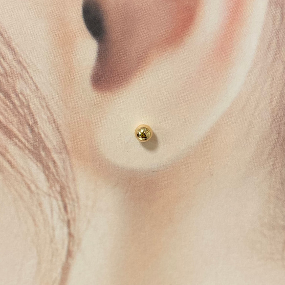 【K18 GOLD】18金 3mm ボール  ピアス 　 18KP1 4枚目の画像