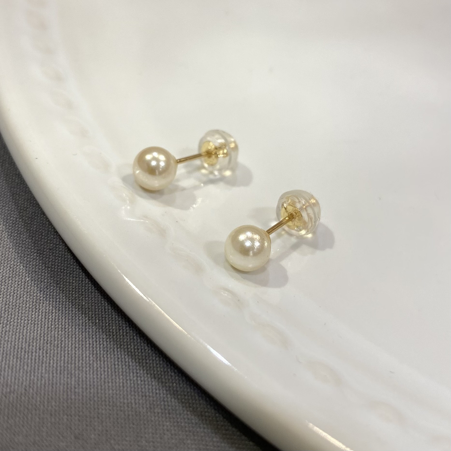 【K18 GOLD】18金 5mm 泉州 貝パール  ピアス  18KP3 (6月誕生石）MADE IN JAPAN