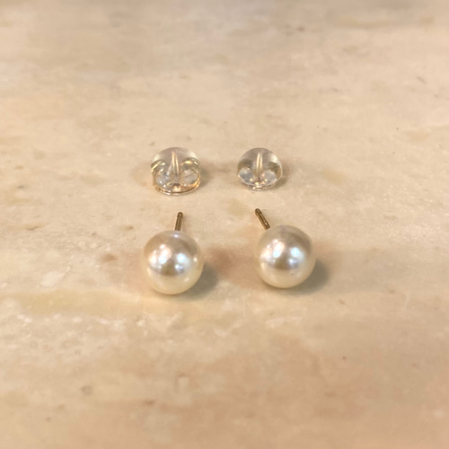 パールピアス　18金 K18 GOLD】18金 6mm 泉州 貝パール ピアス 18KP4 (6月誕生石