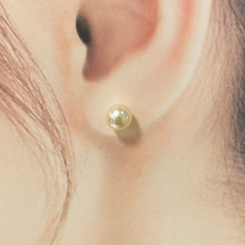 K18ゴールドパールピアス K18 GOLD】18金 6mm 泉州 貝パール ピアス 18KP4 (6月誕生石