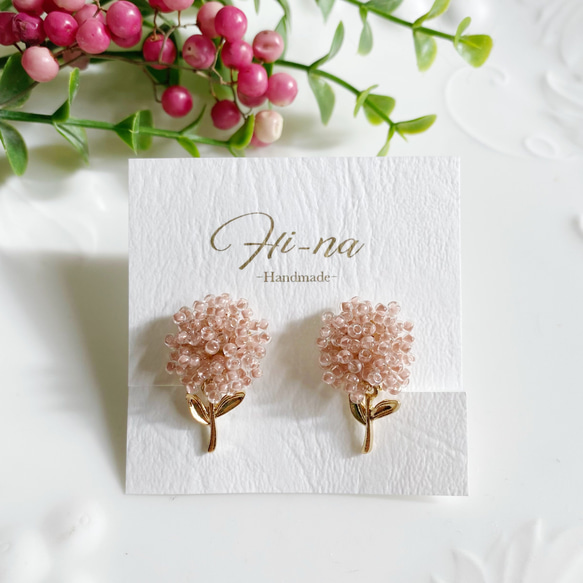 Swest Pink 春待ちビーズフラワー ピアス/イヤリング ⭐︎桜色
