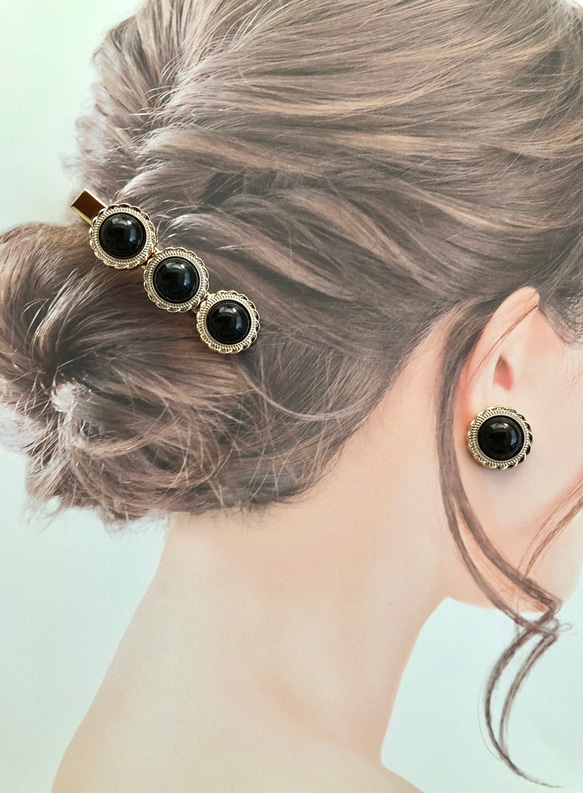 【二点セット】 アンティークパール 髪留め ピアス イヤリング ヘアクリップ ハンドメイド ウエディング 結婚式 4枚目の画像