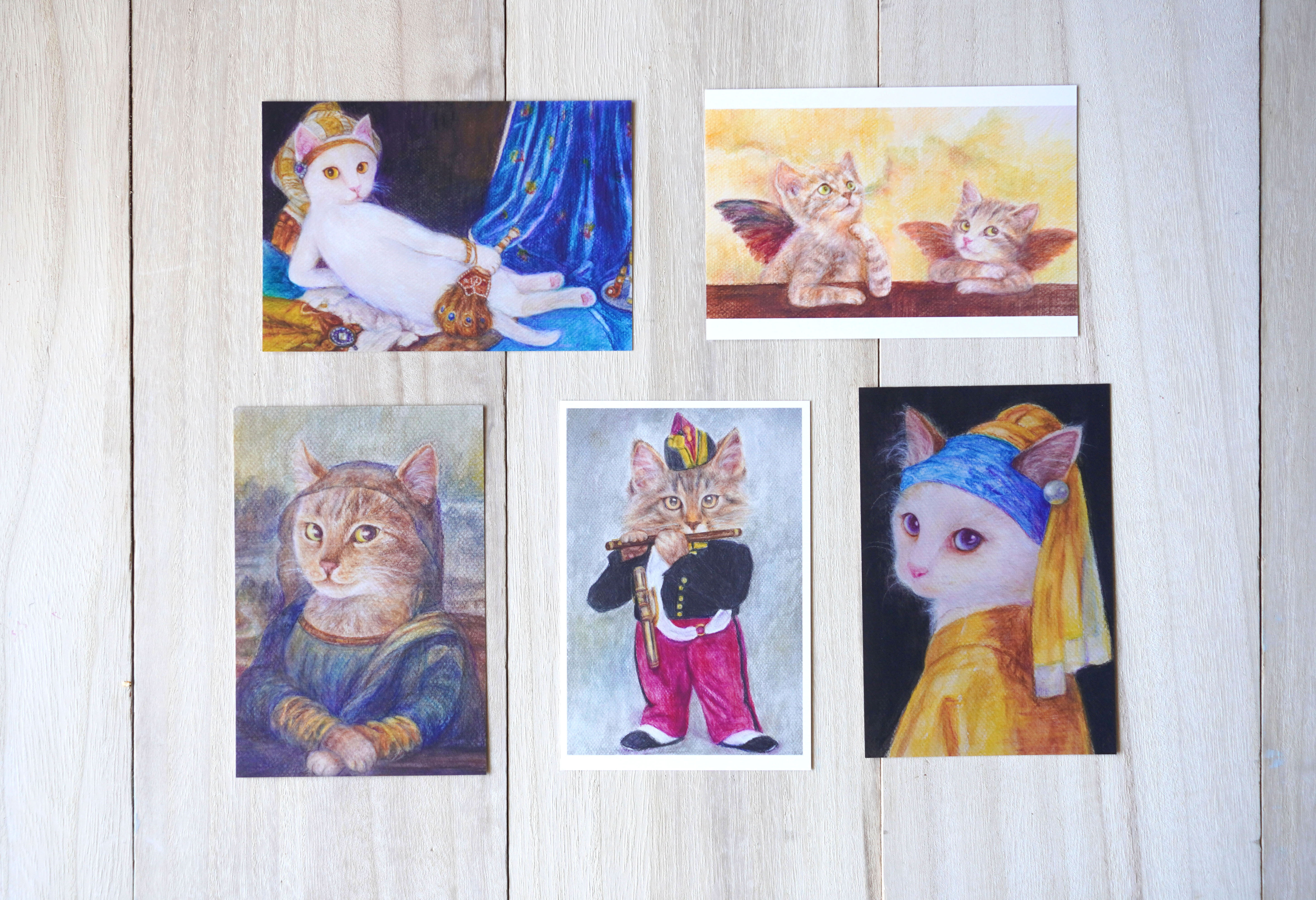 手作り額付き絵画 title「はるうららニャンコ」 手作り額付き絵画