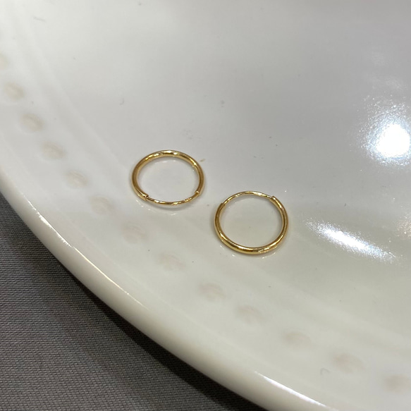 【K18 GOLD】18金 10mm フープ ピアス 　 18KP7 1枚目の画像