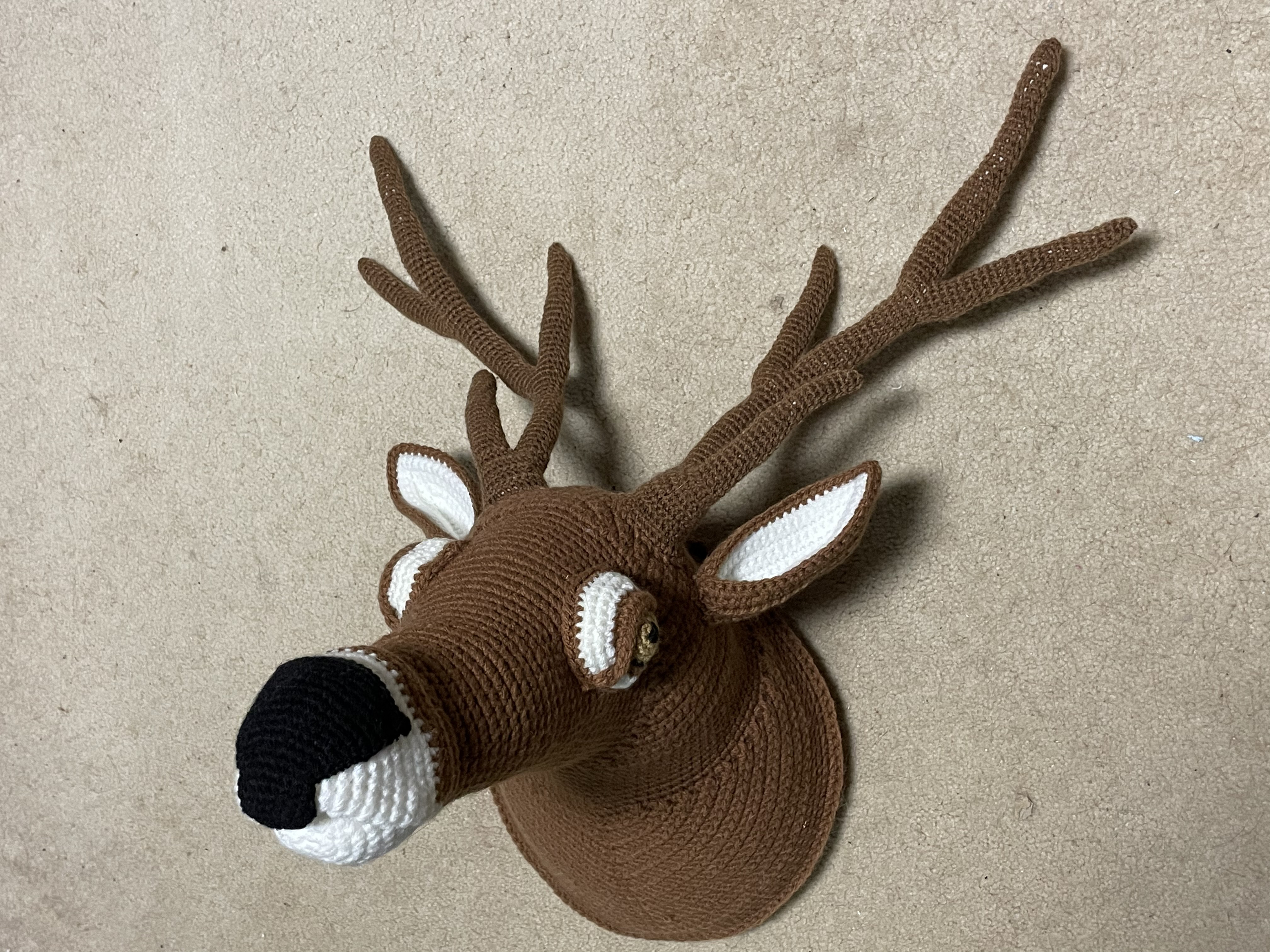 かぎ針編み動物雄ジカヘッド飾り【インテリア】壁掛けデコレーション