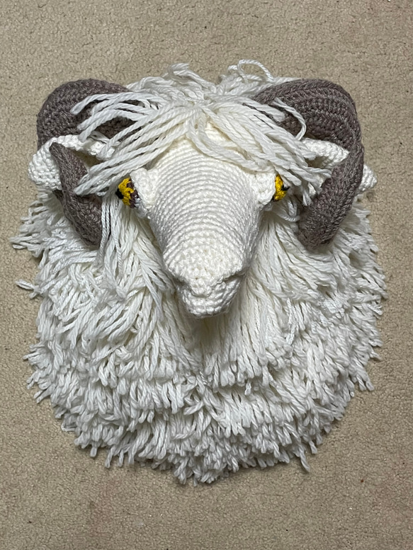 かぎ針編み動物ひつじヘッド飾り【インテリア】壁掛けデコレーション 