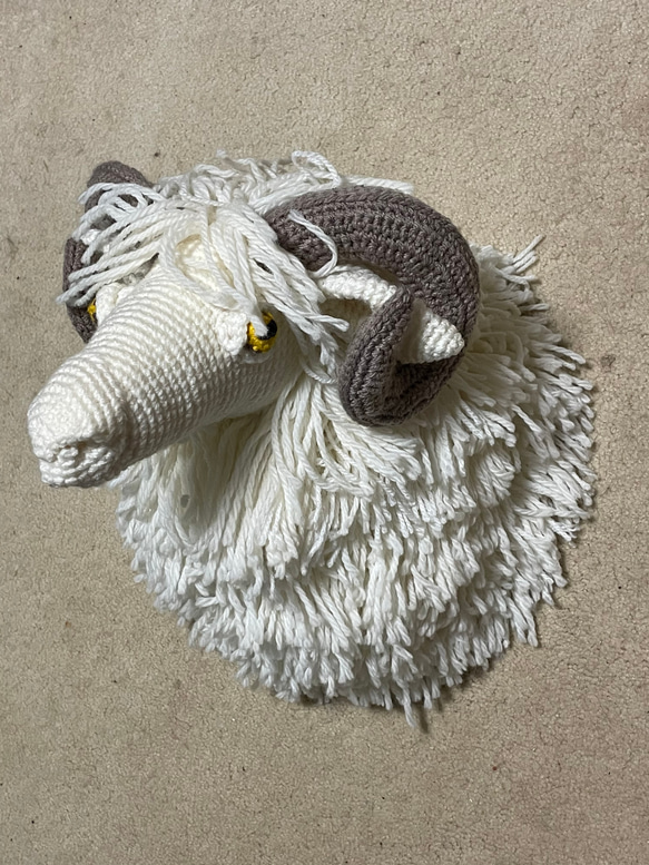 かぎ針編み動物ひつじヘッド飾り【インテリア】壁掛けデコレーション 