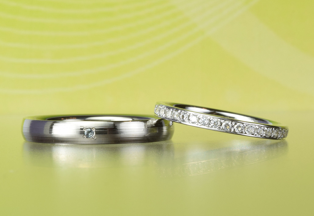 豪華フルエタニティー＜リング一周にダイヤモンド＞＆シンプルな結婚指輪【MG-040 】