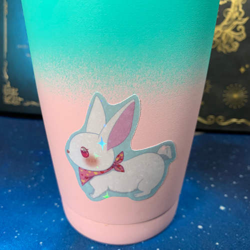 キラキラシール/白うさぎとタレ耳うさぎ/ホログラム/ステッカー/ウサギ