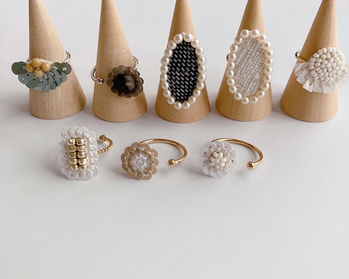 ビーズと刺繍の指輪 指輪・リング unaworks 通販 15351415