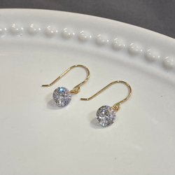 K18 GOLD】18金 8mm キュービックジルコニア フック ピアス 18KP13 (4