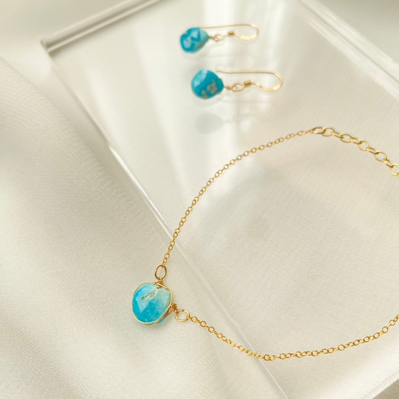 14kgfスリーピングビューティーターコイズブレスレット スリーピングビューティーターコイズブレスレット ゴールド