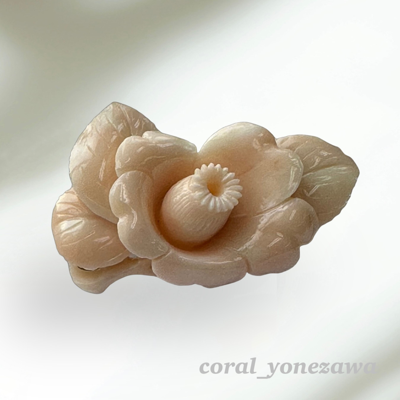 高知の珊瑚ブローチ大 薔薇G -【当店限定】すべて1点もの、高知
