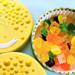 『ミモザハンドメイド2023』『Creema限定』ミモザの琥珀糖　和菓子　可愛い缶！食べられる宝石 3枚目の画像