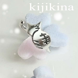 寝ん猫ピンキーリング　シルバー９２５ヘア―ライン仕上げ　模様はイブシ仕上げ 2枚目の画像