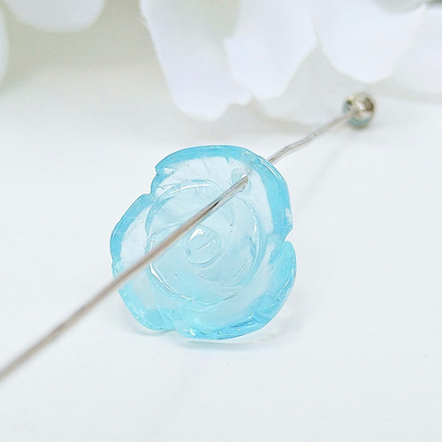 高品質潤艶アクアマリン薔薇彫り☓希少アクアマリンヘマタイト共生