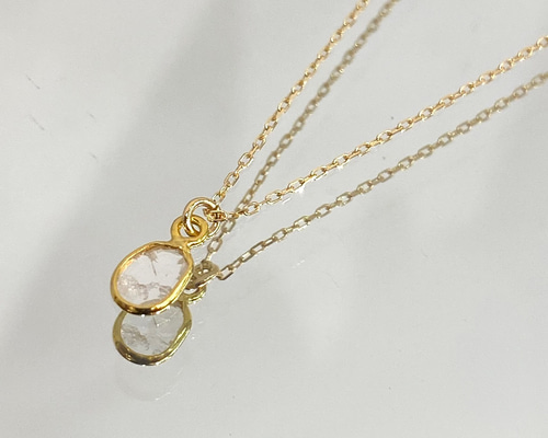 K18 GOLD】18金 スライスダイヤモンド ペンダント40cm 18KN3(4月