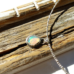 ❁Rainbow tear necklace All silver925❁宝石質エチオピアンプレシャスオパール 4枚目の画像