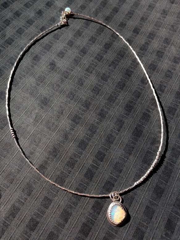 ❁Rainbow tear necklace All silver925❁宝石質エチオピアンプレシャスオパール 11枚目の画像