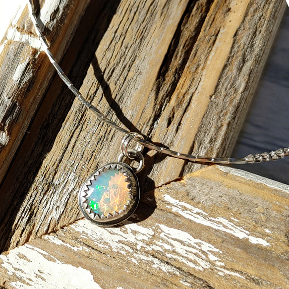 ❁Rainbow tear necklace All silver925❁宝石質エチオピアンプレシャスオパール 5枚目の画像