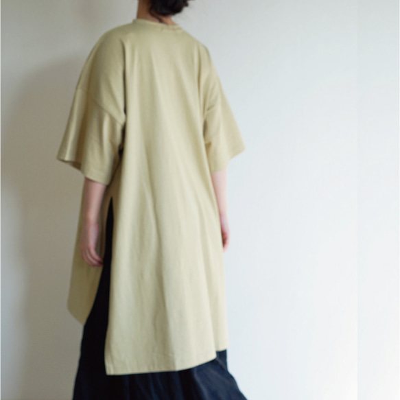【浴衣ルームウェアNanafu】が作った大人のゆったりロングTシャツ（ミモザ）【綿100%・日本製】 Nanafu 3枚目の画像