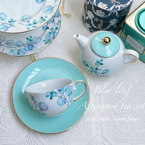 爽やかブルーリーフのアフタヌーンティーセット♡ ティーカップ ayayan