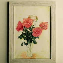 【miseru　ー薔薇と花瓶ー】原画額装品 2枚目の画像