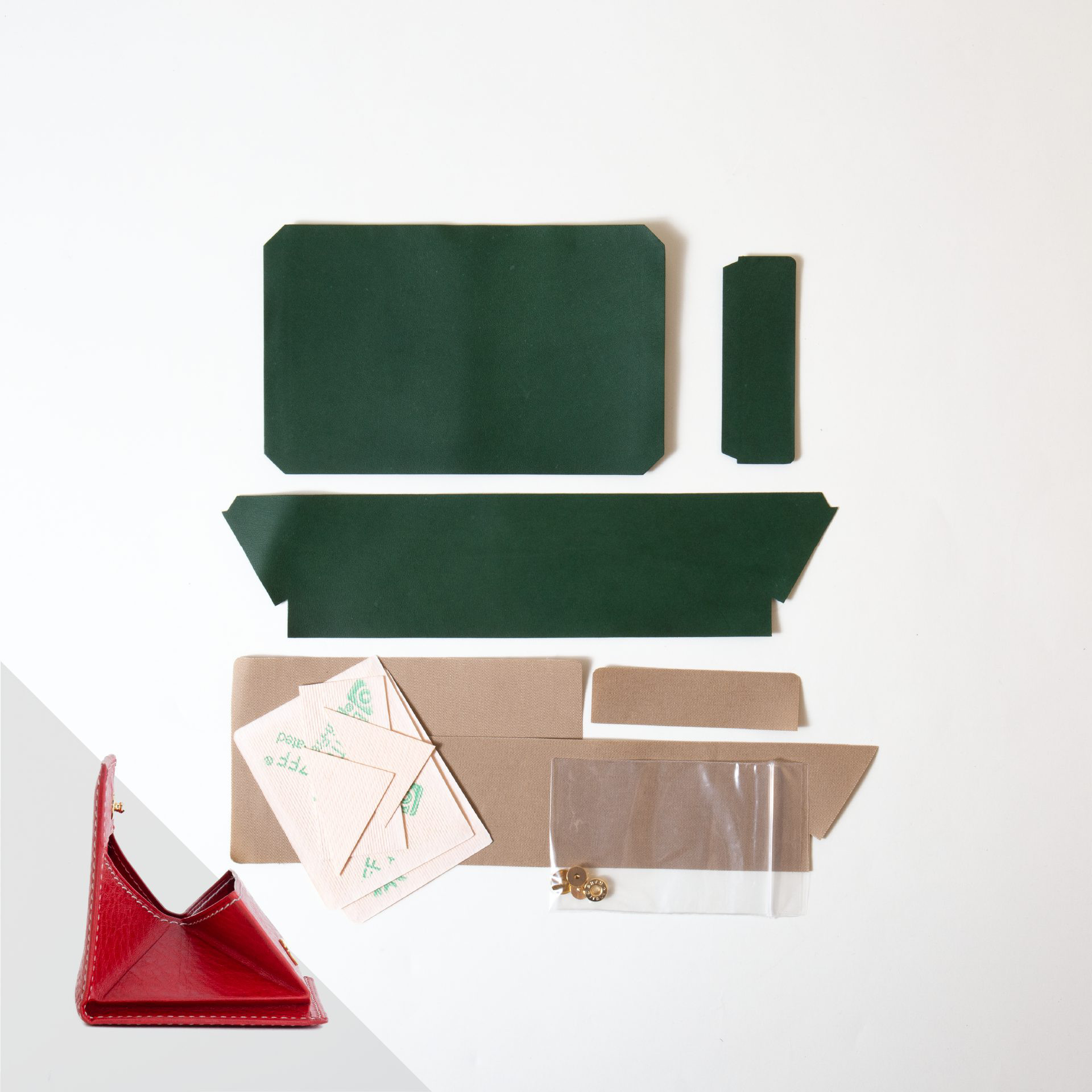 箱マチ小銭入れ-革パーツキット(漉き加工済み)　【アトリエケーアイ　レザークラフト　ハンドメイド　革】