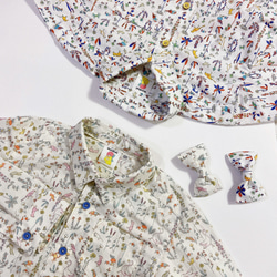 リバティシャツと蝶ネクタイのセット　120㎝ セオ（パステル） 2枚目の画像