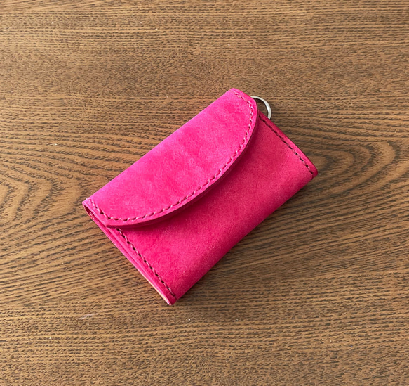 ちょいスリムなミニ財布 ✨イタリアンレザー(ピンク) 4枚目の画像
