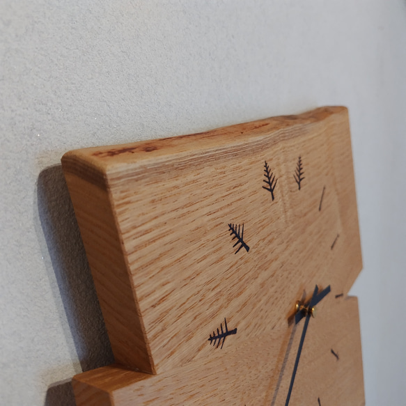壁掛け振り子時計　【ギフト対応･名入れ可】　～クリ材･２枚合わせ･横型･枝文字～ 5枚目の画像