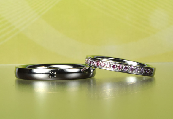 結婚指輪 pt900 ダイヤモンドリング 2点セット ピンクダイヤ