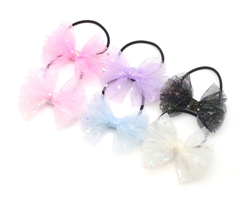 オーロラリボン ライトブルーラウンドヘアゴム オーロラリボン ライト