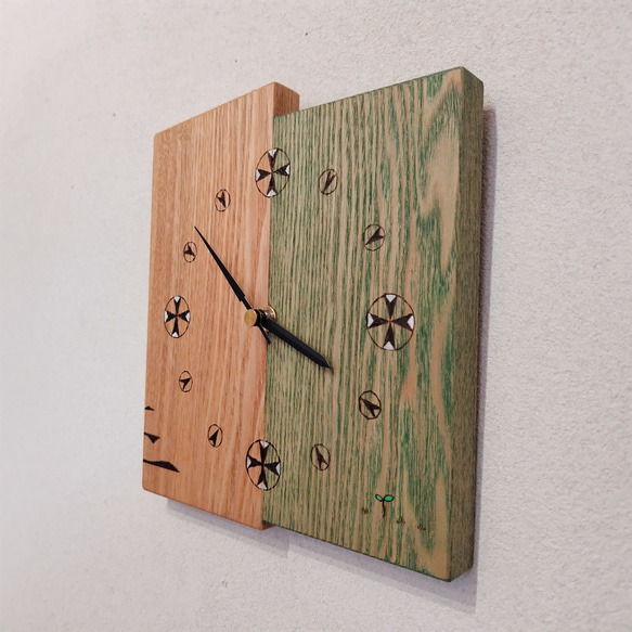 木製の壁掛け時計　【ギフト対応･名入れ可】　～タモ材･２枚合わせ～ 3枚目の画像