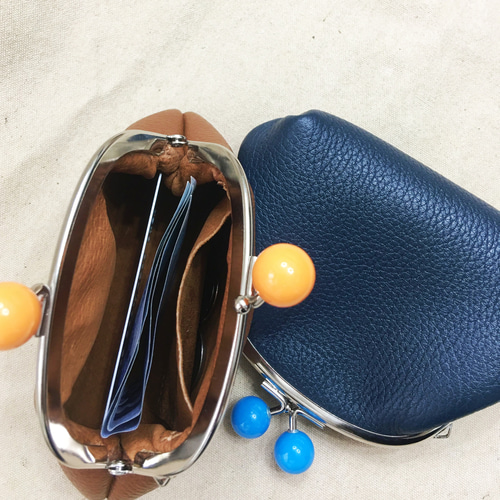 藍青色皮革口金包女包口金包日本口金手作口金包手拿包口金包錢包零錢包